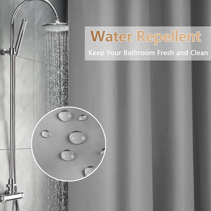 72 x 84 inch Extra Long Waterproof Fabric Shower Curtain Liner, Light Grey Cloth Shower Liner with 3 Large Magnets, Tall Bathroom Shower Curtain Lightweight Machine Washable