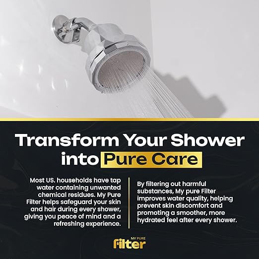 Shower with Internal Filter – Kit with 2 High-Pressure Water Softeners for Hard Water – Includes Replaceable Filters and Easy-Install Kits – Silver – My Purefilter