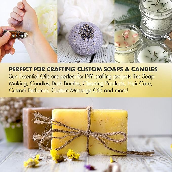 Sun Essential Oils - Peppermint Essential Oil (16 oz Bulk) for Diffuser, Humidifier, Skin & Aromatherapy Body Massage, Candle & Soap Making for Home