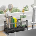 Cisily Charcoal Gray Sponge Holder for Kitchen Sink, Sink Caddy Organizer with High Brush Holder, Kitchen Countertop Organizers and Storage Essentials, Rustproof 304 Stainless Steel