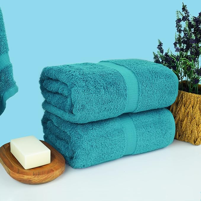 Chakir Turkish Linens, 100% Cotton Premium Quality Turkish Bath Sheets (35''x70'' Large Bath Sheet Towels - Aqua)