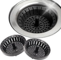 Kitchen Sink Strainer 3.25" - Dripsie Anti-Clog Food Catcher, Flexible Drain Basket, Dishwasher Safe, Standard Fit, Made in USA (3-Pack Black)