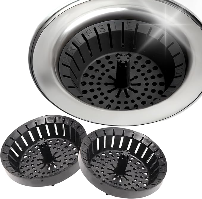 Kitchen Sink Strainer 3.25" - Dripsie Anti-Clog Food Catcher, Flexible Drain Basket, Dishwasher Safe, Standard Fit, Made in USA (3-Pack Black)