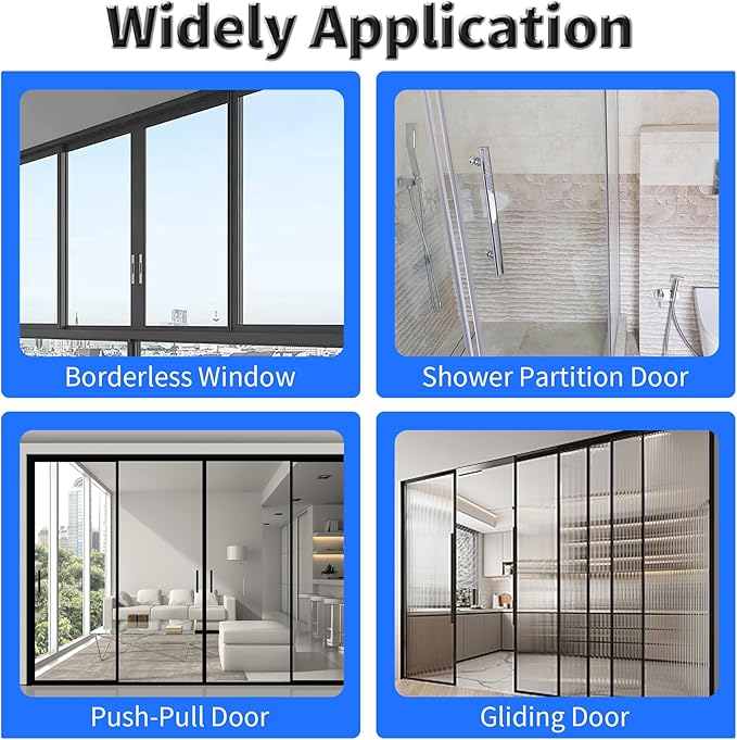 Shower Door Side Seal Strip,118 Inch Corner-Type Frameless Shower Door Seal, Corner-Type Shower Door Sweep for 5/16"(8mm) Thick Glass
