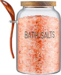 1 Piece 94 oz Bath Salts Glass Jar with Wooden Lid, Bath Salt Container with Scoop, Airtight Storage Bathtub Accessories for Women