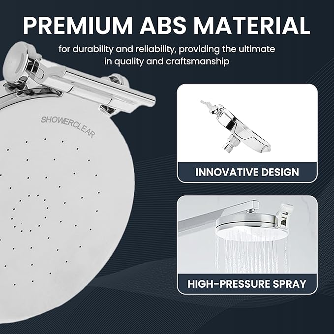 Shower Clear-The World’s Only Cleanable Shower Head with Patented Open-Clean Design to Reduce Moisture and Buildup, High Pressure Flow, Universal Fit -Chrome (1.1 lbs, 5.5 inches)