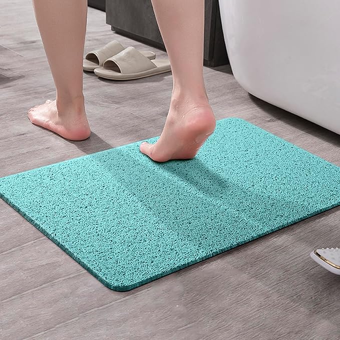 Asvin Soft Textured Bath, Shower, Tub Mat, 35x16 Inch, Phthalate Free, Non Slip Comfort Bathtub Mats with Drain, PVC Loofah Bathroom Mats for Wet Areas, Quick Drying