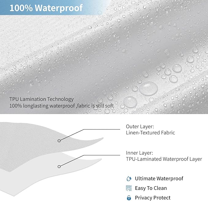 2-in-1 stall Fabric Shower Curtain or Liner,Breathable TPU & Washable,54 Inch Narrow Linen Textured Bathroom Shower Curtain Set with 8 Plastic Hooks,Modern,54"x72",White