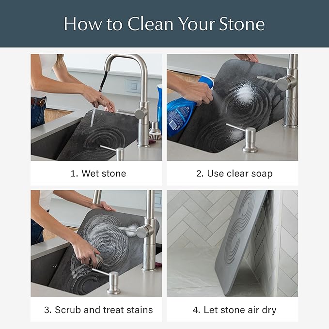 Dorai Home Bath Stone – Luxury Quick-Drying Stone Bath Mat, Non-Slip Surface, Rubberized Bottom Pad, Rain Slate