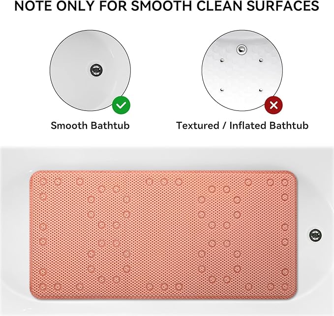 Bathtub Mat Non Slip 36” X 17” Shower Mat Soft Foam Bath Mats for Bathroom Tub, Bathtub Mat with Drain Holes, Suction Cups, Shower Mat Non Slip (Orange, 36'' x 17'')