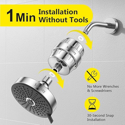Chlorine Buster ! 25+ Stage High Output Shower Filter for Shower Heads – Softens Water Filter Removes 99% of Impurities – Improves Skin, Hair, Nails – Reduces Dry Itchy Skin, Dandruff