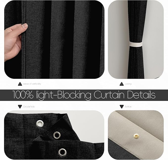 Accordian Door Curtain, 100% Blackout Folding Magnetic Doorway Curtains,Linen Style Closet Doors,for Room Divider,Privacy Protection（W72 x L78,Black,1 Panel）