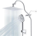 Hibbent All Metal CUPC Certified Shower Head, 8'' High Pressure Rainfall Shower Head, Handheld Showerhead Combo, 12'' Adjustable Extension Arm, 10 Sprays, 71'' Shower Hose, Showerhead Holder, Chrome
