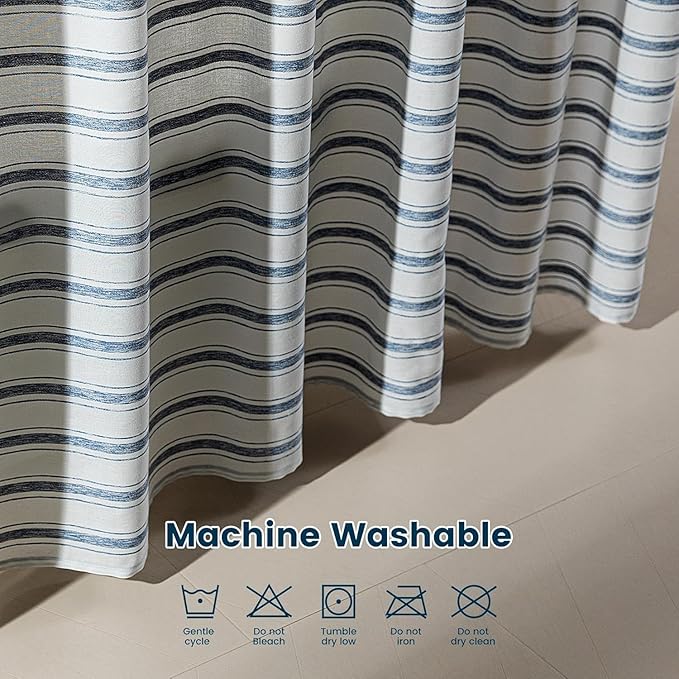 SLEEP ZONE Shower Curtain Liner, Waffle Shower Curtains for Bathroom, Heavy Duty Thick Fabric Shower Curtains - 285GSM Luxury Weighted Polyester Bath Curtain, 72" × 98" (Blue)