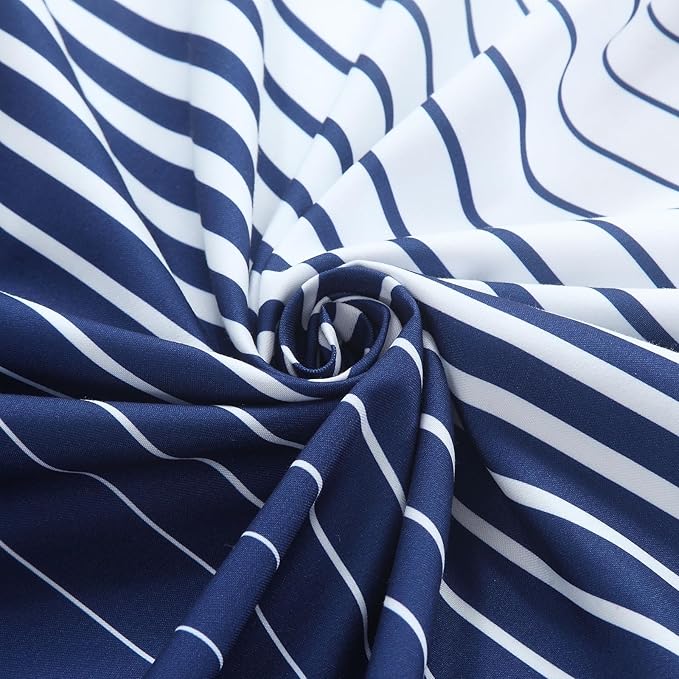 Blue Shower Curtain 78 Inches Long, Modern Navy Blue and White Gradient Horizontal Stripe Waterproof Polyester Shower Curtains for Bathroom, 72x78 Inches