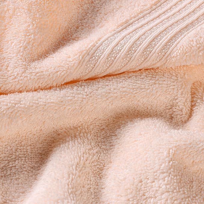 Superior Egyptian Cotton Bath Towel Set, Home Bathroom Towels, Master, Guest Bath, Decor Essentials, Quick Dry, Absorbent, Large Body Towels, Spa, Hotel, Resort, Adult, Kids, Set of 2, Peach