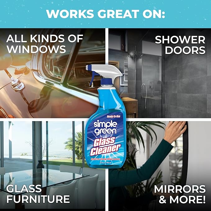 Simple Green Ready-To-Use Glass Cleaner, 32 oz., Blue (Pack of 4)