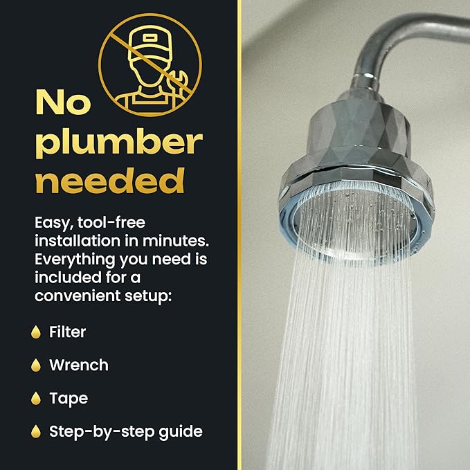 Shower With Internal Filter – Kit with 4 High-Pressure Water Softeners for Hard Water – Includes Replaceable Filters and Easy-Install Kits – Silver – My Purefilter