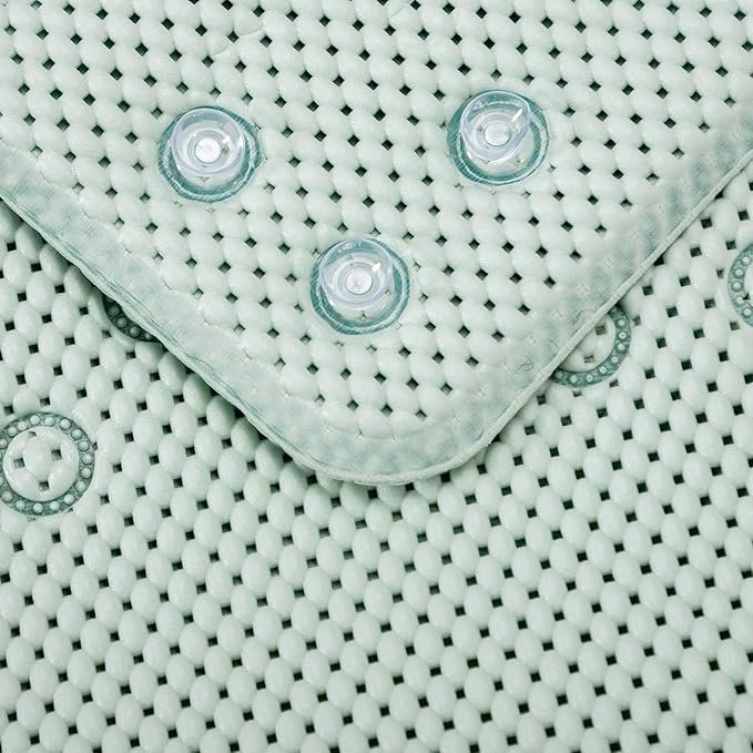 Bathtub Mat Non Slip Ivory 36” X 17” Shower Mat Soft Foam Bath Mats for Bathroom Tub, Bathtub Mat with Drain Holes, Suction Cups, Shower Mat Non Slip