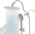 Hibbent All Metal CUPC Certified Shower Head, 10'' High Pressure Rainfall Shower Head, Handheld Showerhead Combo with 12'' Adjustable Extension Arm, 10-Spray, 71'' Hose, Shower Holder, Brushed Nickel