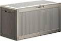 TARKARI 100 Gallon Lockable Resin Deck Box, Waterproof & UV-Resistant Outdoor Storage Box for Outdoor Cushion Storage, Garden Tools & Pool Accessories Storage, Gray