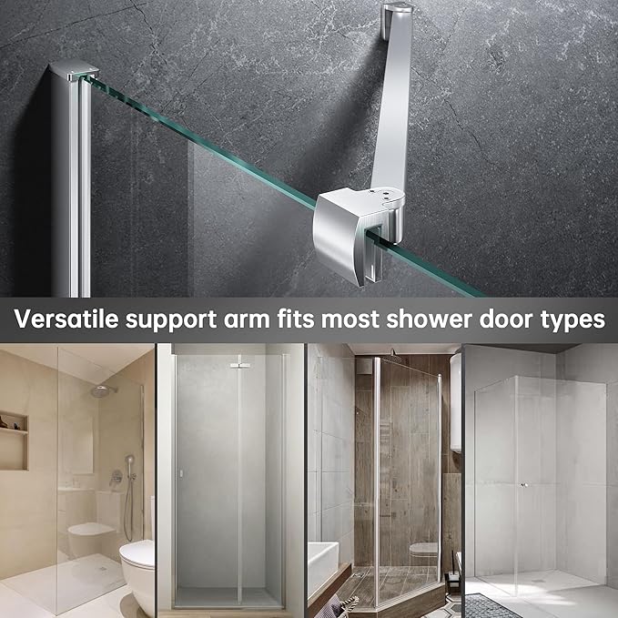 Frameless Shower Door Support Bar, Stainless Steel Wall-to-Glass Support Arm to Fixed Shower Glass Panel, for 1/4"-3/8" (6-10 mm) Door, 180° Pivot & Stow-Flat Mode (Brushed Nickel, 31.5-inch(800mm))