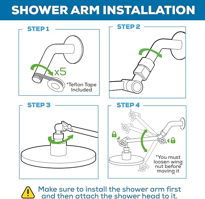 SparkPod 16" Solid Brass Shower Head Extension Arm - Flexible Height & Angle Adjustable Shower Arm Extension for Rain Showerheads with Sturdy Lock - Universal Pipe Connection (Midnight Black Matte)