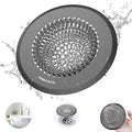 Bathtub Drain Hair Catcher: Fast Drainage Shower Version, Reversible 304 Stainless Steel Protector. Fits Pop-Up & Regular Bathroom Drains (Dark Gray)