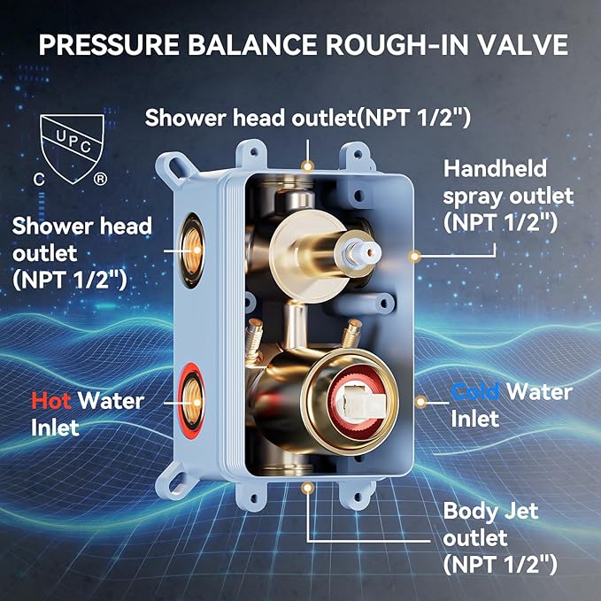 Brushed Gold Shower System with Body Jets, Bostingner 4 Way Shower Faucet Set with 2 in1 Handheld,Ceiling Mount 12 Inch Shower Head with 6 Inch Shower Head,4Pcs Body Jets With Dual Head Shower Set