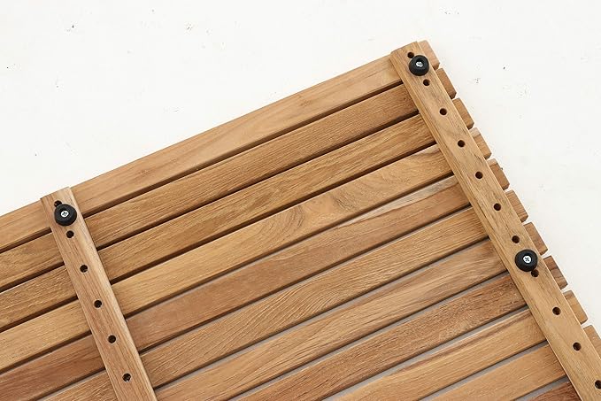 Nordic Style Premium Teak Shower + Bath Mat for Indoor + Outdoor Use | Non-Slip Wooden Platform for Spa, Sauna, Shower, Pool, Bath, Hot Tub | Flooring Decor and Protector