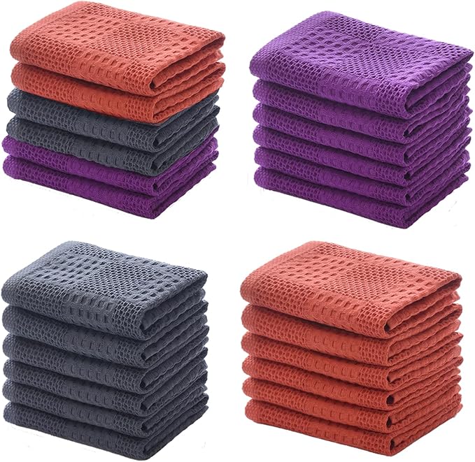 Waffle Weave Cotton Washing Cloth Ultra Soft and Absorbent Washcloths for Bathroom Kitchen and Gym Natural Cotton (1, Grey)