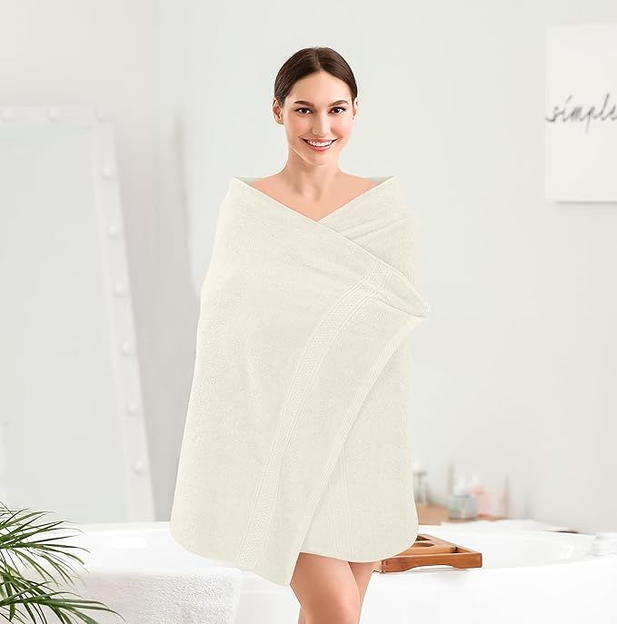 Utopia Towels 4 Pack Premium Bath Towels Set, 27 by 54 Inches, 100% Ring Spun Cotton 600GSM, Lightweight and Highly Absorbent Quick Drying Towels, Perfect for Daily Use, Ivory