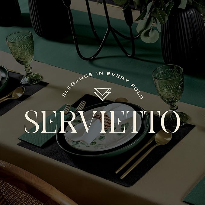 50-Pack Servietto Disposable Linen-Feel Guest Towels [12" x 17"] - Cloth-Like Hand Bathroom Napkins - Made In USA, Soft and Absorbent Paper Napkin for, Bathroom, Party, Wedding, Or Event