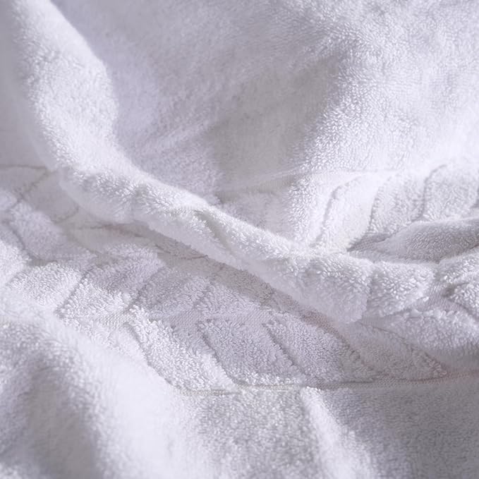 BAGNO MILANO Organic Turkish Cotton Bath Towels, Luxury Jacquard Collection, Certified Organic Highly Absorbent, Soft-Plush Towel Set (White, 4 Pcs Hand Towel Set)