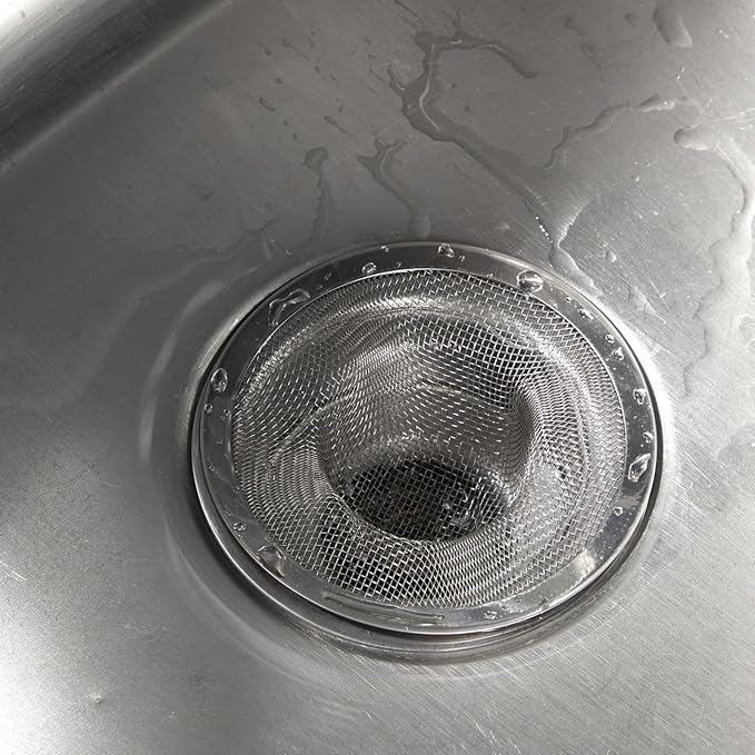 Juvale Stainless Steel Sink Drain Strainer - Mesh Kitchen Sink Strainer - Anti-Clogging Wire Mesh Screen - Pack of 4, 4.3 in, 2.8 in, 2.1 in