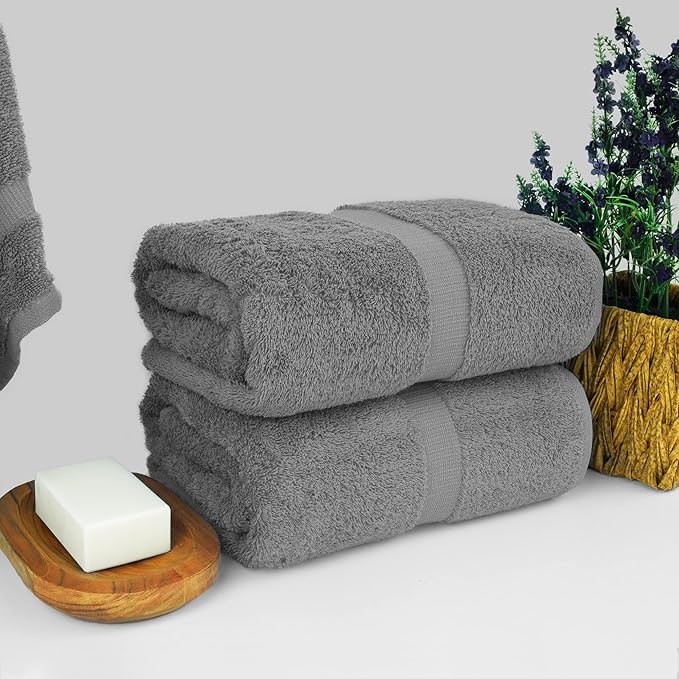 Chakir Turkish Linens, 100% Cotton Premium Quality Turkish Bath Sheets (35''x70'' Large Bath Sheet Towels - Gray)