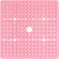 Large Pink Square Shower Mat Non Slip 27 x 27 Inch, Soft Bath Mat Bathtub Mat for Inside Shower Floor, Anti Slip Shower Stall Mats with Big Suction Cups Drain Hole, Easy Washable, BPA-Free