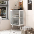 Corner Storage Cabinet with Glass Door, 31" & 43" Freestanding Triangle Floor Cabinet Modern Display Organizer Medicine Cabinets for Bathroom Living Room Bedroom (White 2, 31")