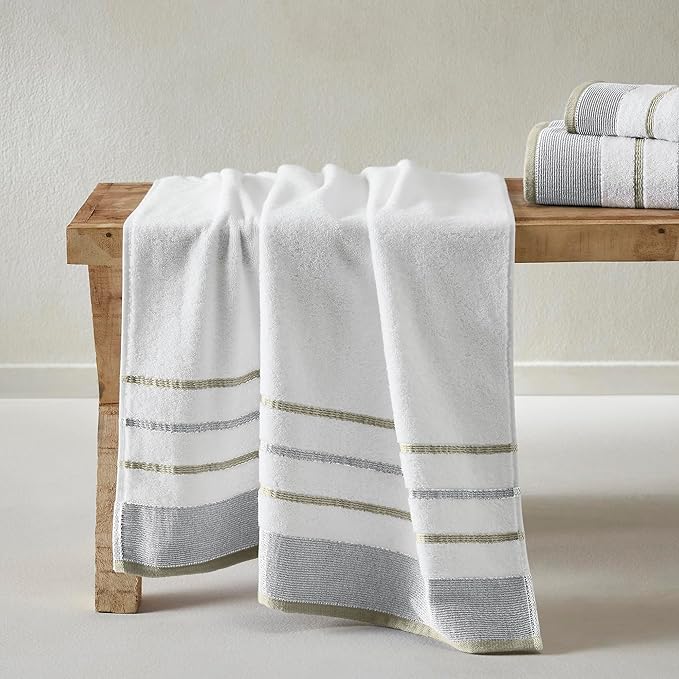 Great Bay Home Decorative Bath Towel Set - Luxury Cotton 6 Piece Towel Set - 2 Bath Towels, 2 Hand Towels, 2 Washcloths - Luxurious, Ultra-Soft, Durable Towels for Bathroom Decor (Grey/Cappuccino)