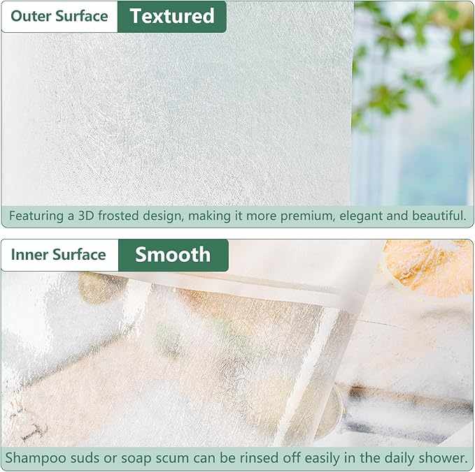 EVA Frosted Shower Curtain Liner Long 78 Inch, Bpa-Free Waterproof Shower Liner with 3 Extra-Large Magnets, 72'' x 78'' Bathroom 3D Silk Textured Plastic Shower Curtain Translucent for Privacy