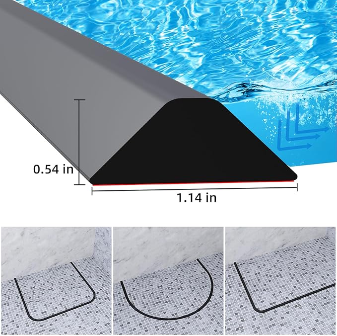 Duzzy 39 Inch Collapsible Shower Water Dam, Shower Threshold Water Stopper Barrier and Retention System and Keeps Water Inside Threshold Dry and Wet Separation, Suitable for Bathroom & Kitchen