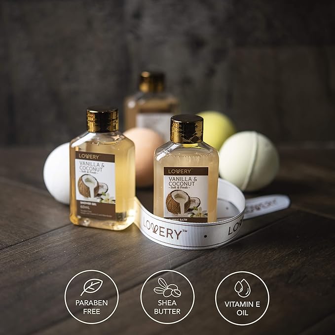 from Son, Premium Bamboo Bathtub Caddy Tray Gift Set with Bath Bombs, Shower Gel, Shampoo & Bubble Bath, Luxury Bathtub Trays with Book & Wine Holder, Expandable Tray to Fit Any Tub