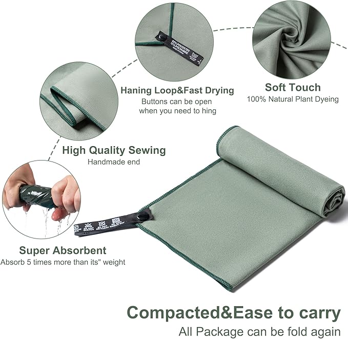 Camping Towel,2 Pack Microfiber Travel Sports Towel,Quick Dry-Super Absorbent-Ultra Compact-Ultra Soft-Lightweight.Suitable for Gym,Yoga,Trip,Beach,Shower,Backpacking,Pool(Pink)