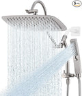 G-Promise All Metal 12 Inch Shower Head with Massage Mode Handheld, Rain Shower Head with Handheld Spray Combo, 3-Way Diverter with Pause Setting, 13 Inch Adjustable Extension Arm (Brushed Nickel)