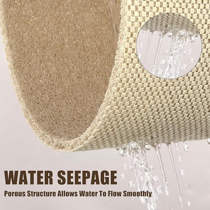 HOMBYS 47 x 32 Extra Large Shower Mat for Shower Stall Tub, Non Slip Bath Mat Bathroom Accessories, PVC Loofah Mats for Shower and Bathroom, Quick Drying, (Khaki, 47"x32")
