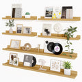 Axeman Picture Ledge Shelf, Floating Shelves for Wall Decor Storage Set of 6, 48 inch Floating Wall Mounted Shelves, Shelves with Lip for Living Room, Bedroom, Nursery, Bathroom, Kitchen, Oak