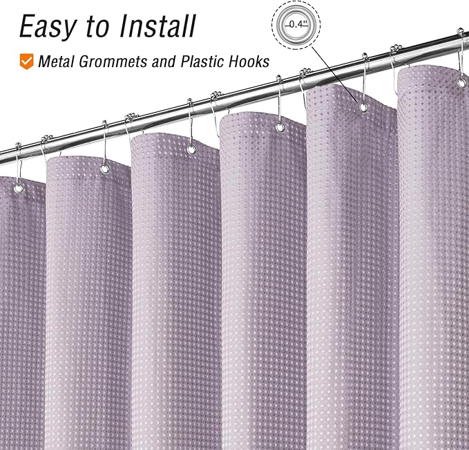 Gibelle Lavender Shower Curtain, Waffle Weave Textured Fabric Shower Curtain for Bathroom - Soft Cloth & Hotel Spa Luxury, Water Repellent, Machine Washable, 72X72, Lavender