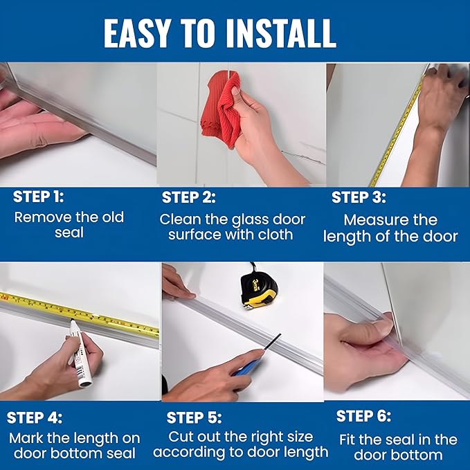 KC Hardware Frameless Shower Door Bottom Seal Strip with Drip Rail - Shower Door Seal Sweep for 3/8 Inch Thick Glass - Acts as a Leak Guard to Prevent Water Leaks - 39 Inch - Ultra Clear - Pack of 2