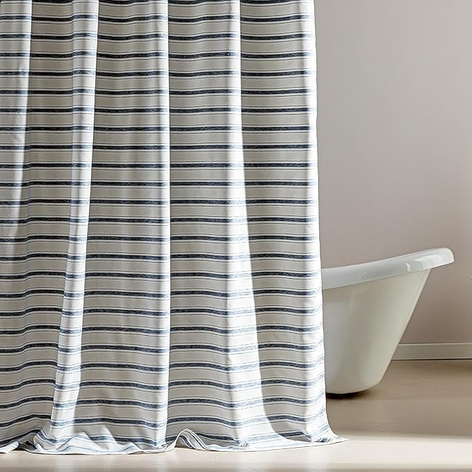 SLEEP ZONE Shower Curtain Liner, Waffle Shower Curtains for Bathroom, Heavy Duty Thick Fabric Shower Curtains - 285GSM Luxury Weighted Polyester Bath Curtain, 72" × 74" (Blue)