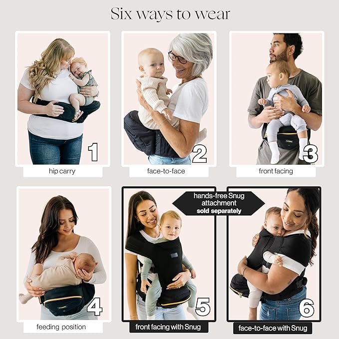 Tushbaby The Original Premium Quality Hip Seat Carrier – Safety-Certified Baby & Toddler Carrier with Secure Safety Buckles, Storage Pockets & Nursing Pillow